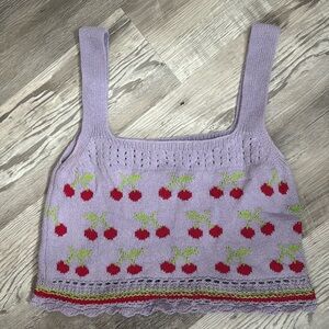Zara knit cherry crop top